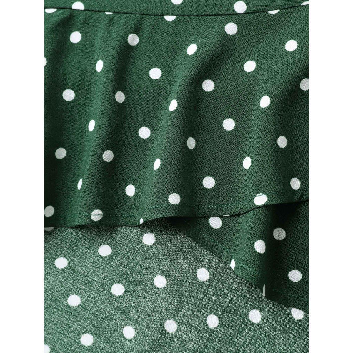Plus Size Polka Dots Halter Neck Belted Midi Dress Truegreen Women Romantic Halter neck Sleeveless Curvy BloomChic 28/5X Product Image