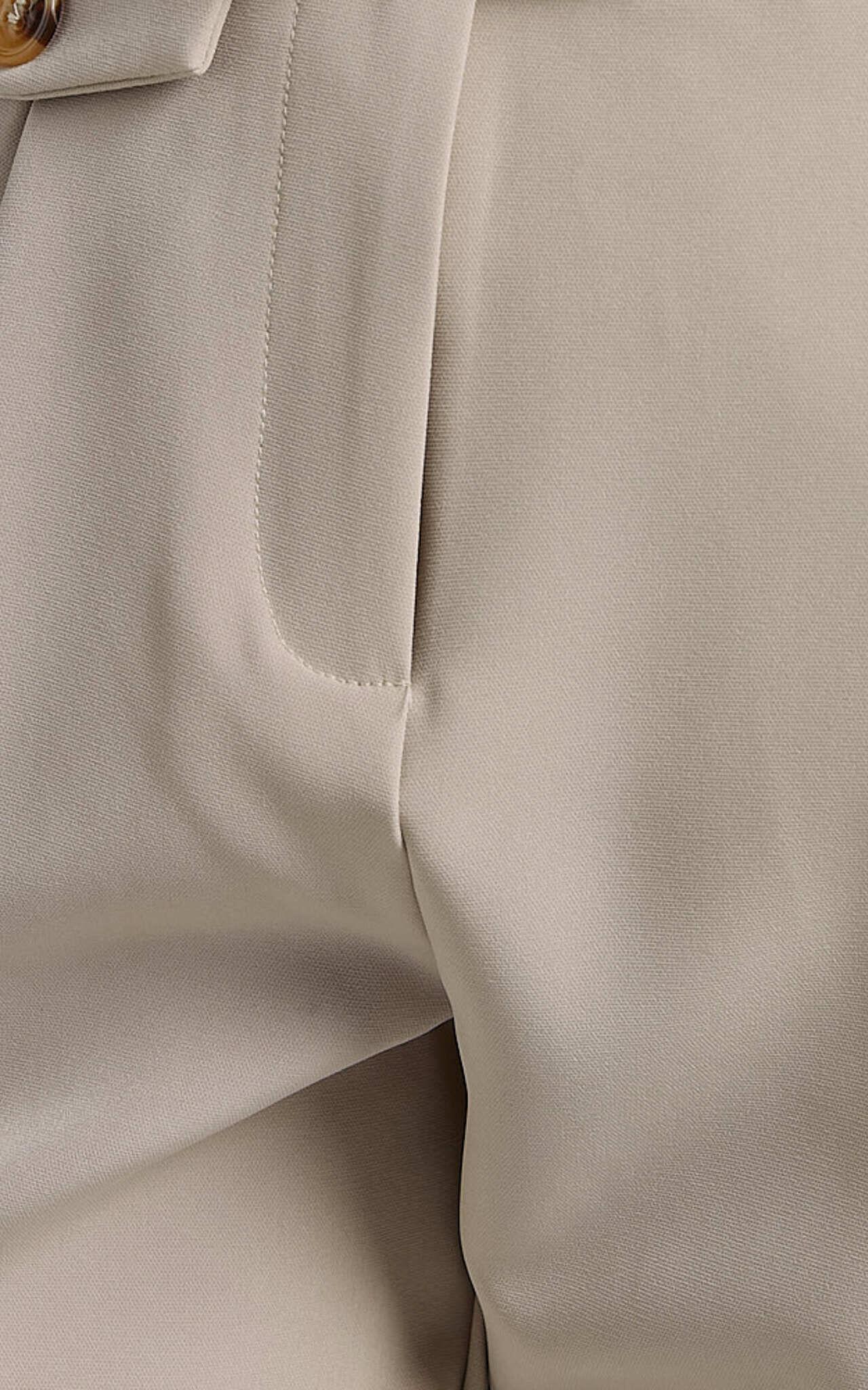 Suri Cropped Pant - High Waisted Tapered Tailored Pant With Pocket Detail in Sand Product Image