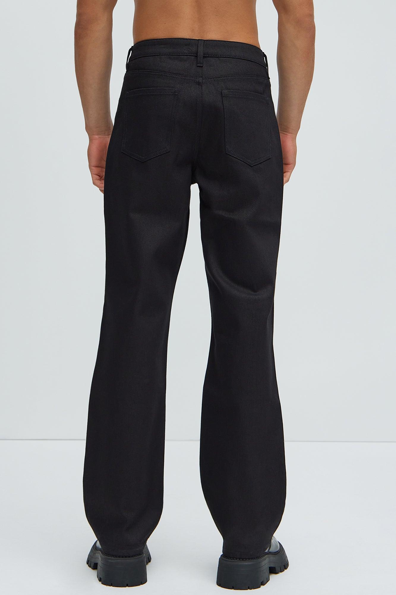 Collin Raw Denim Straight Jeans - Black Product Image