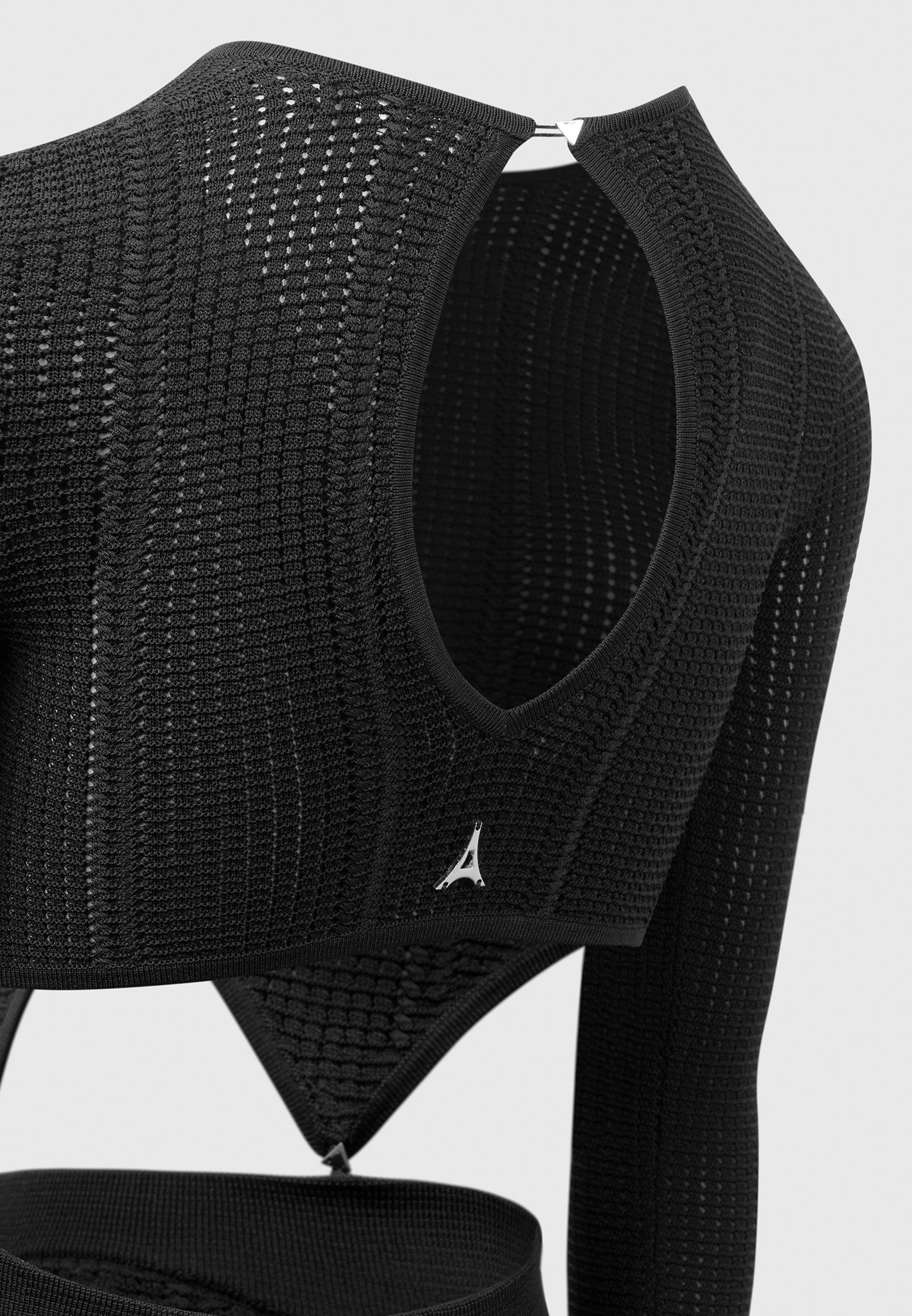 2-in-1 Long Sleeve Knitted Midaxi Dress - Black Female Product Image