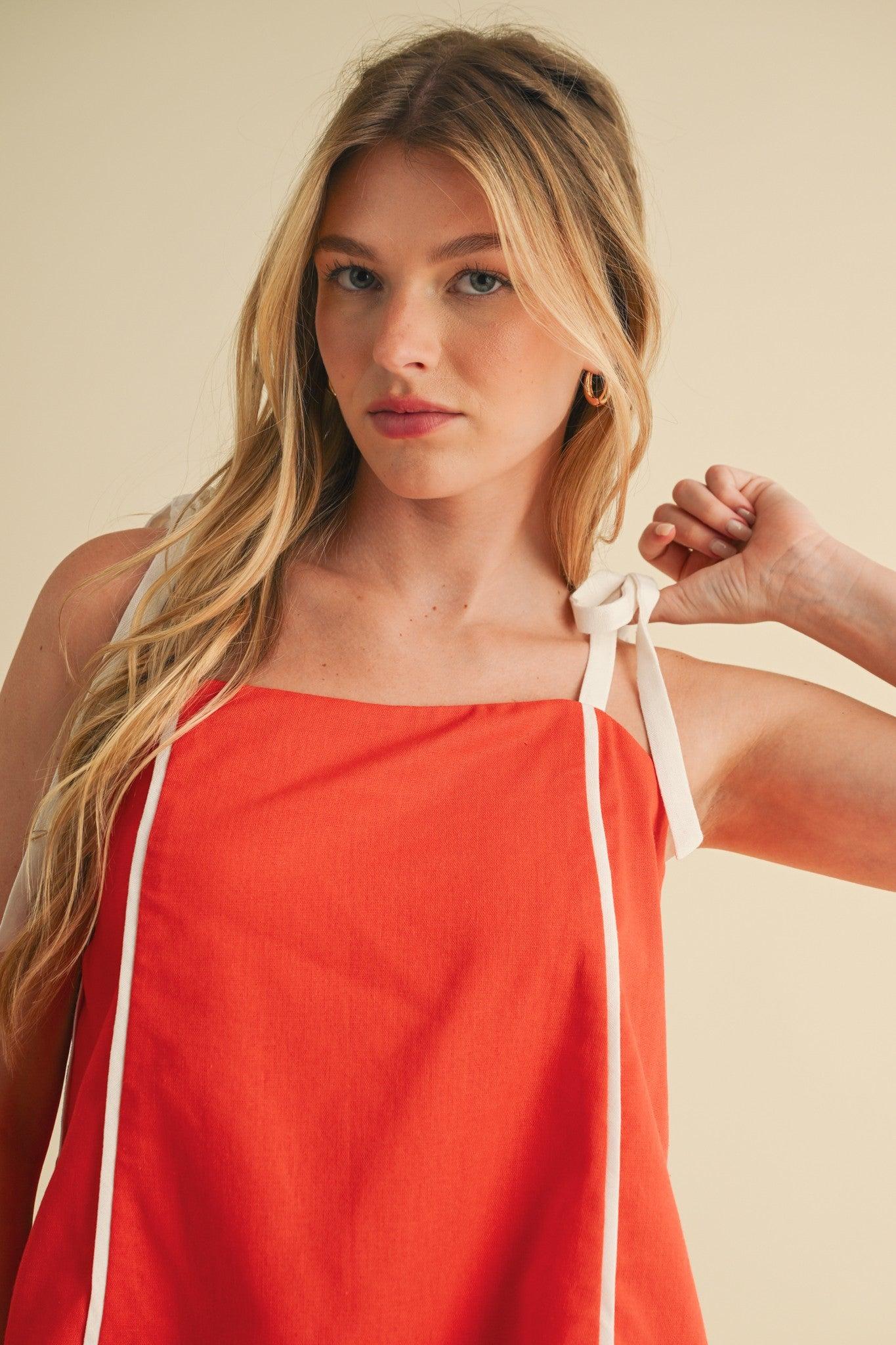 Colorblock Piped Tank & Shorts Set Product Image