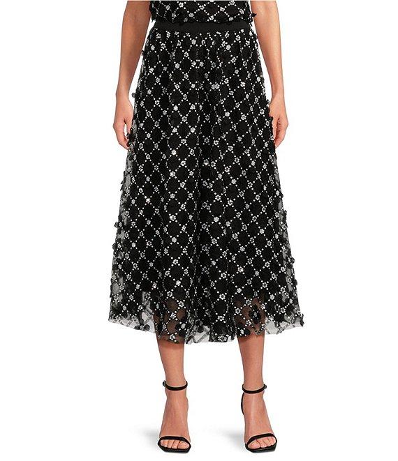 Abbey Glass Eden Lace Sequin Midi A-Line Skirt Product Image