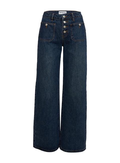 Carianne Low Rise Wide Leg Jeans Dark Wash Product Image