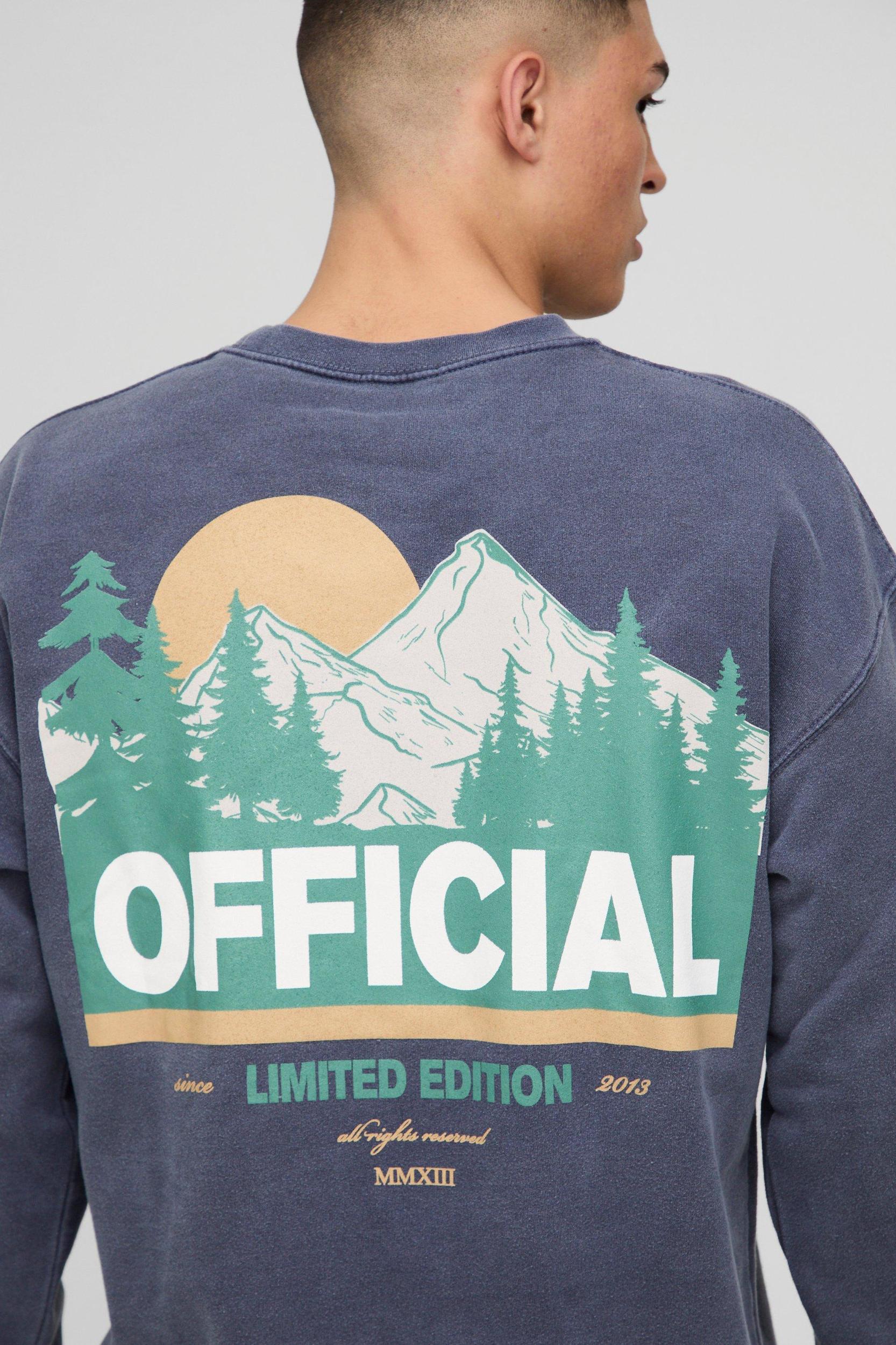 Oversized Official Landscape Washed Sweatshirt | boohooMAN USA Product Image