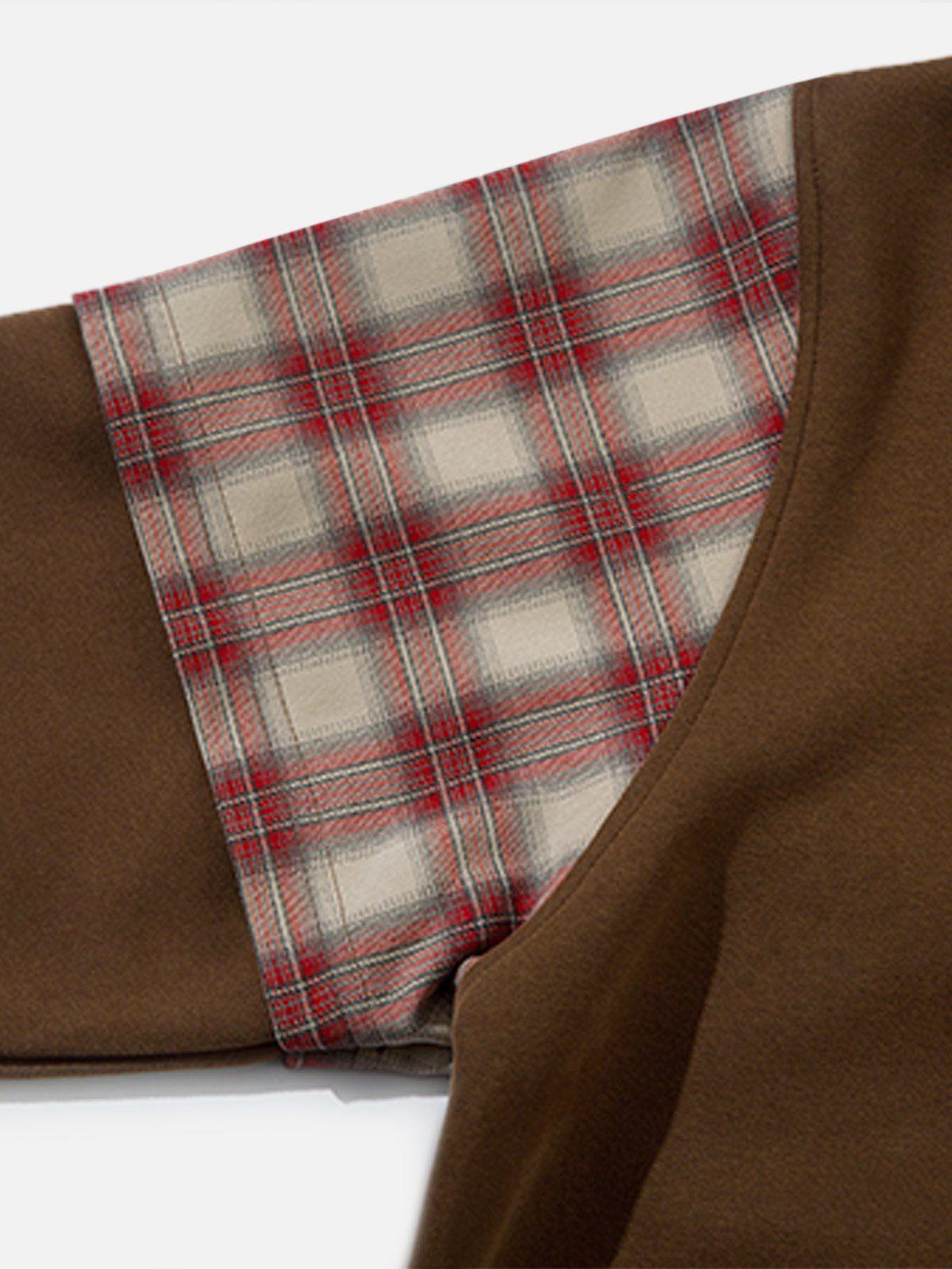 Aelfric Eden Irregular Plaid Patchwork Zip Up Hoodie Product Image