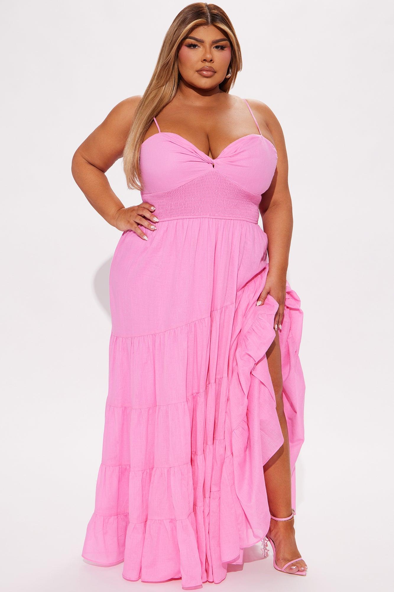 Everly Tiered Maxi Dress - Hot Pink Product Image