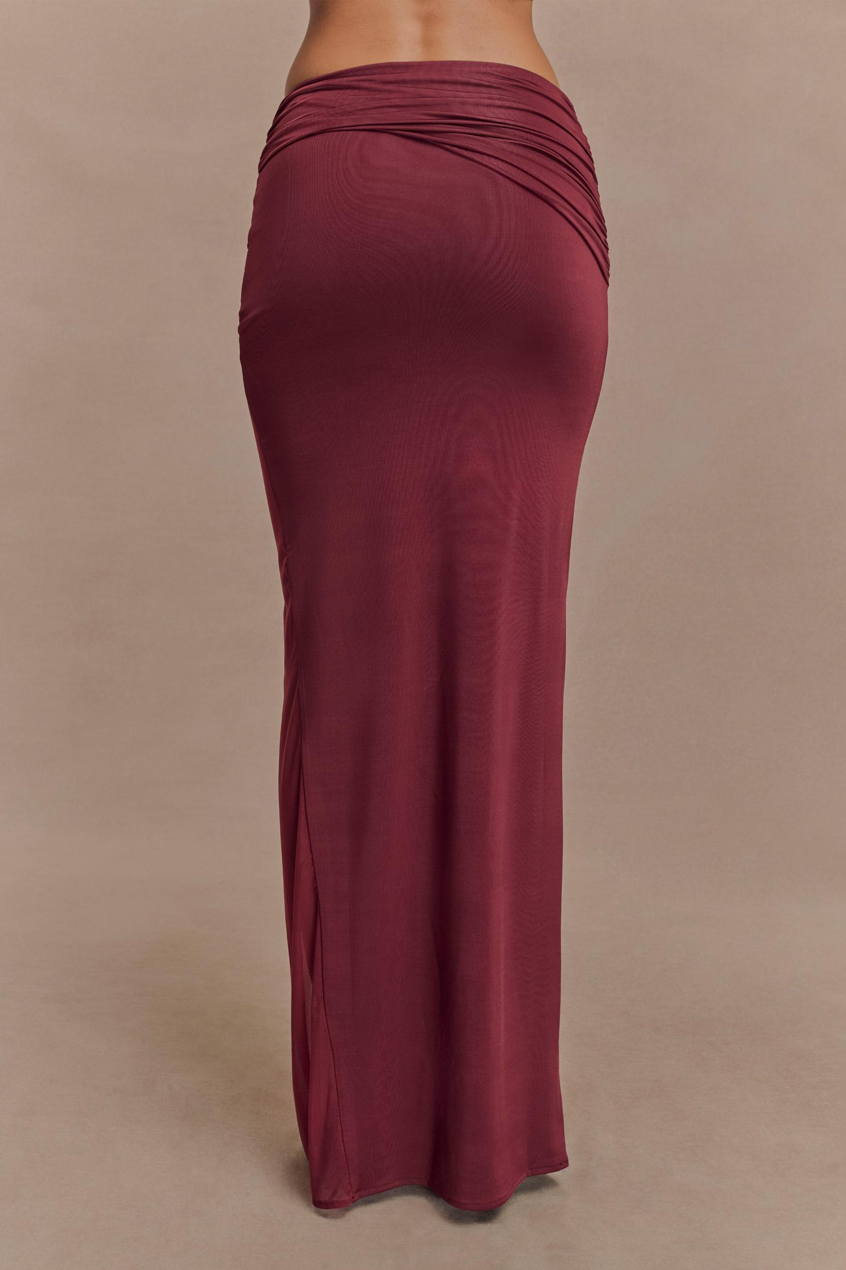 Judy Slinky And Mesh Maxi Skirt - Wine Product Image