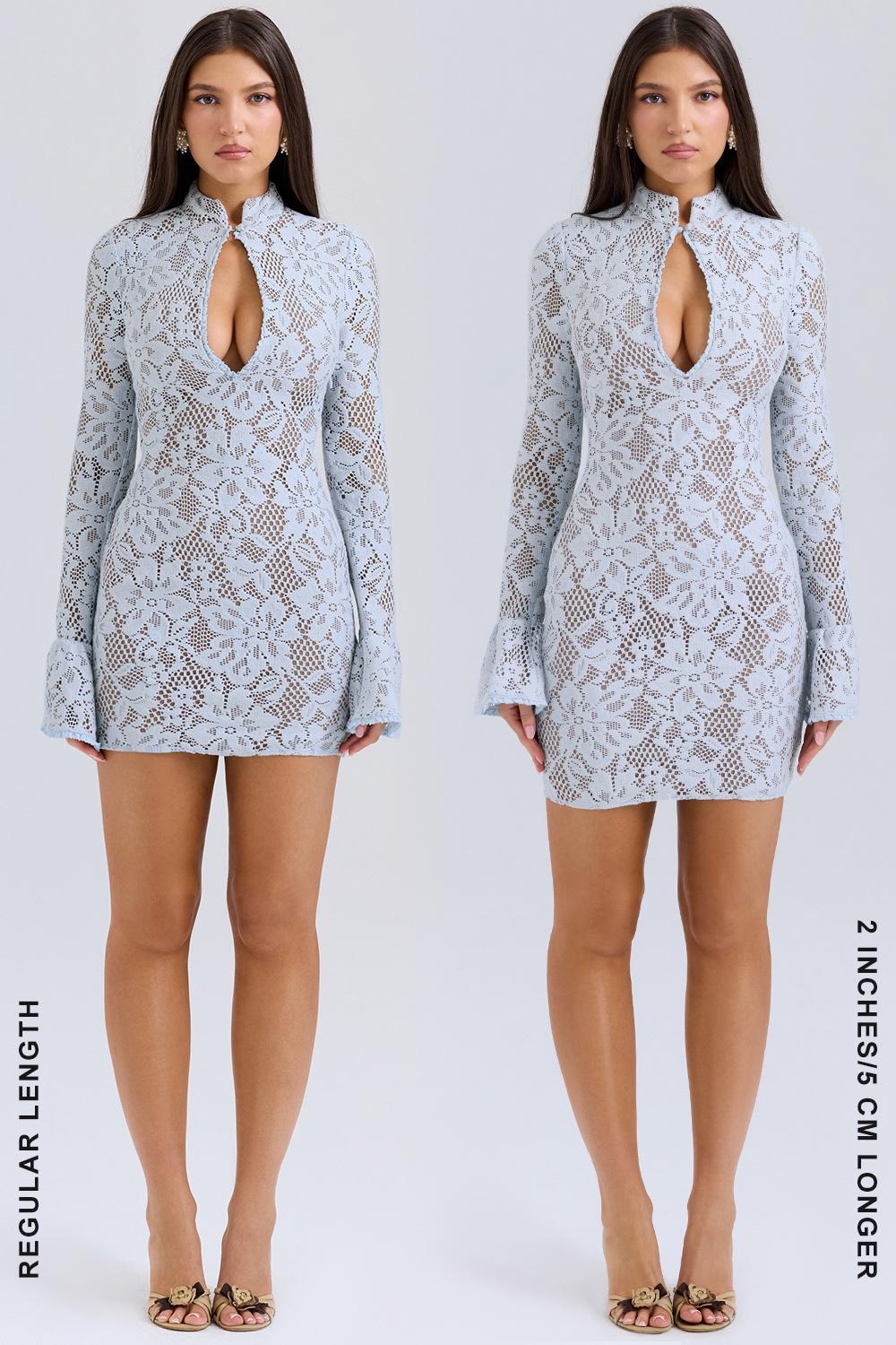 Brianna  bluebell keyhole lace mini dress Product Image