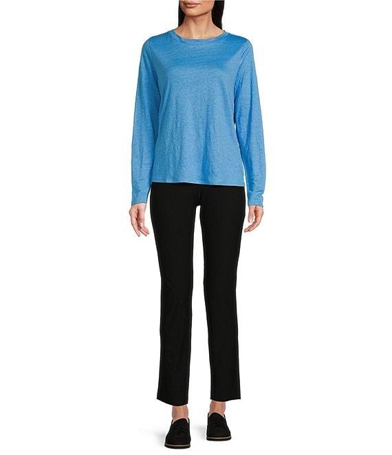 Eileen Fisher Linen Jersey Round Neck Long Sleeve Top Product Image