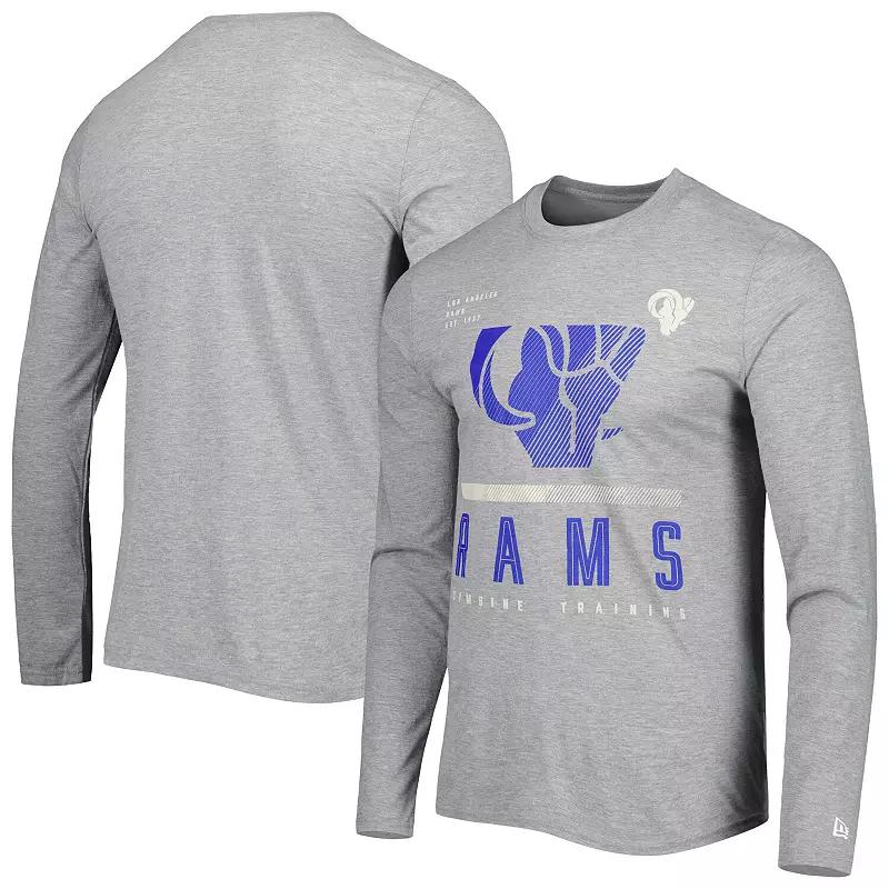 Men's New Era Heathered Gray Los Angeles Rams Combine Authentic Red Zone Long Sleeve T-Shirt,  Product Image
