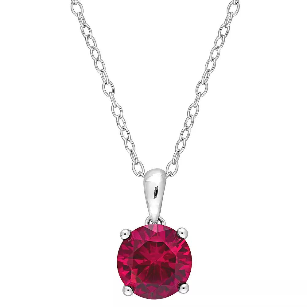 Stella Grace Sterling Silver & Gemstone Round Stud Pendant Necklace, Women's,  Product Image