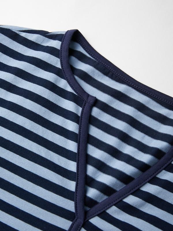 Striped V Neck Long Sleeve Tee Product Image