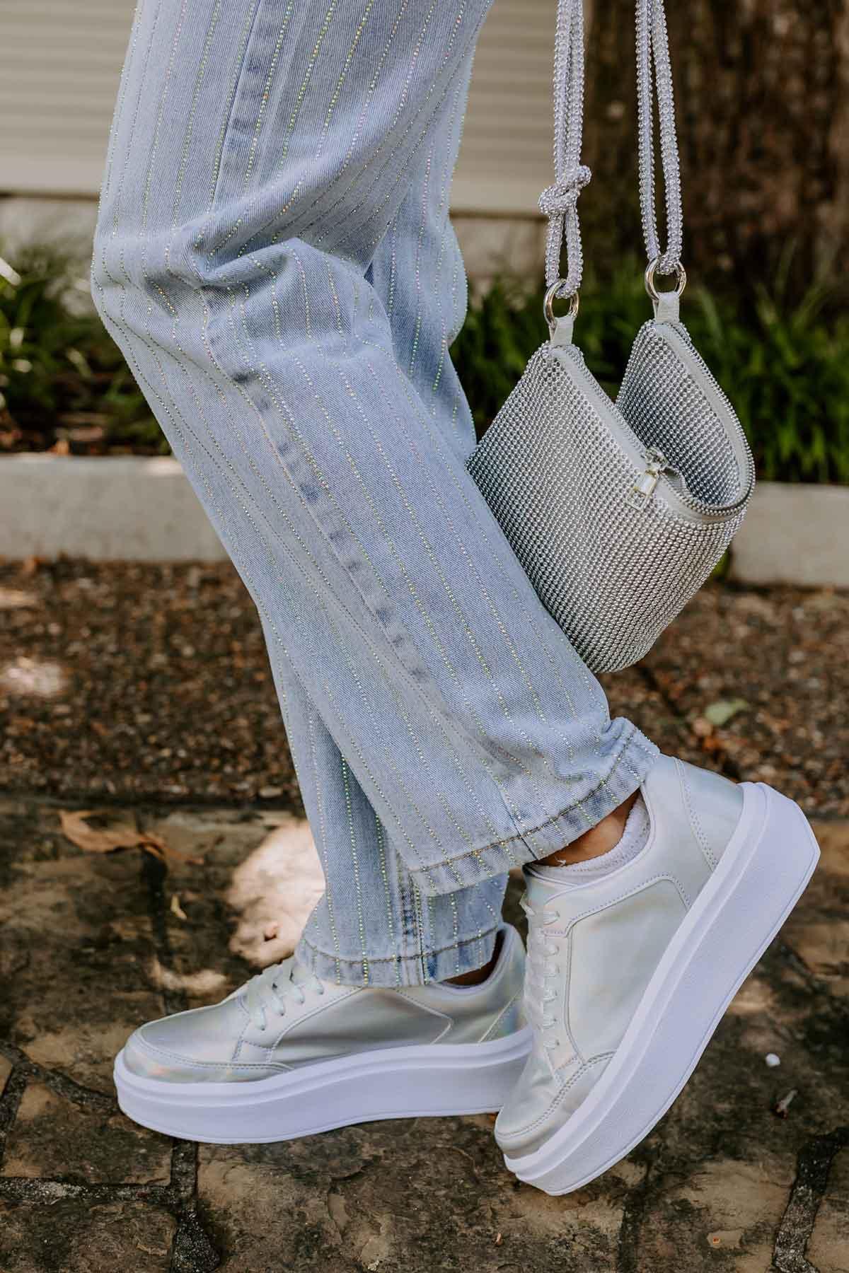 The Kimora Metallic Sneaker In Iridescent Product Image