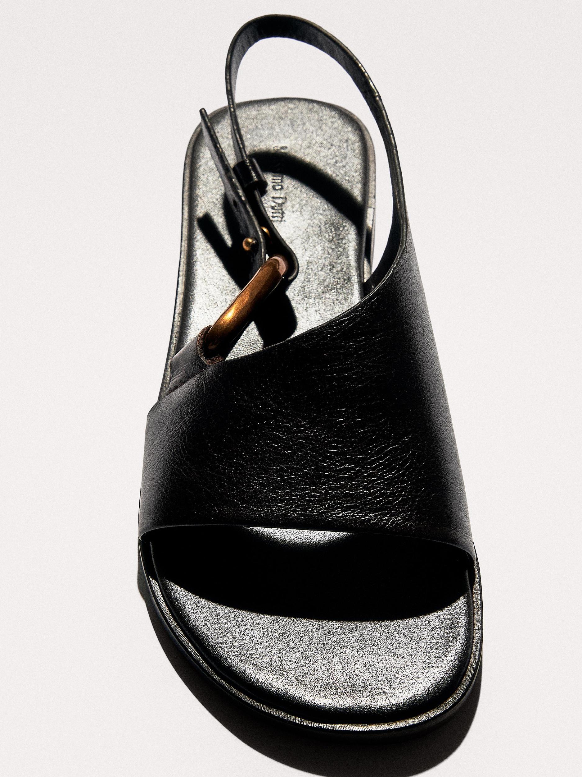 Leather sandals with ring detail Product Image