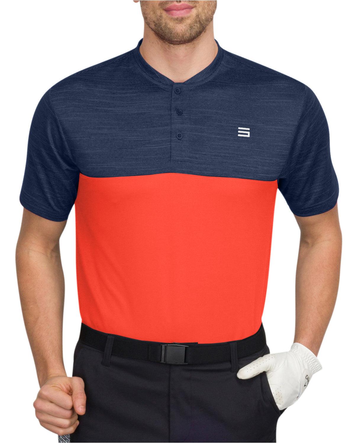 Three Sixty Six Two Tone Collarless Golf Polo Male Product Image