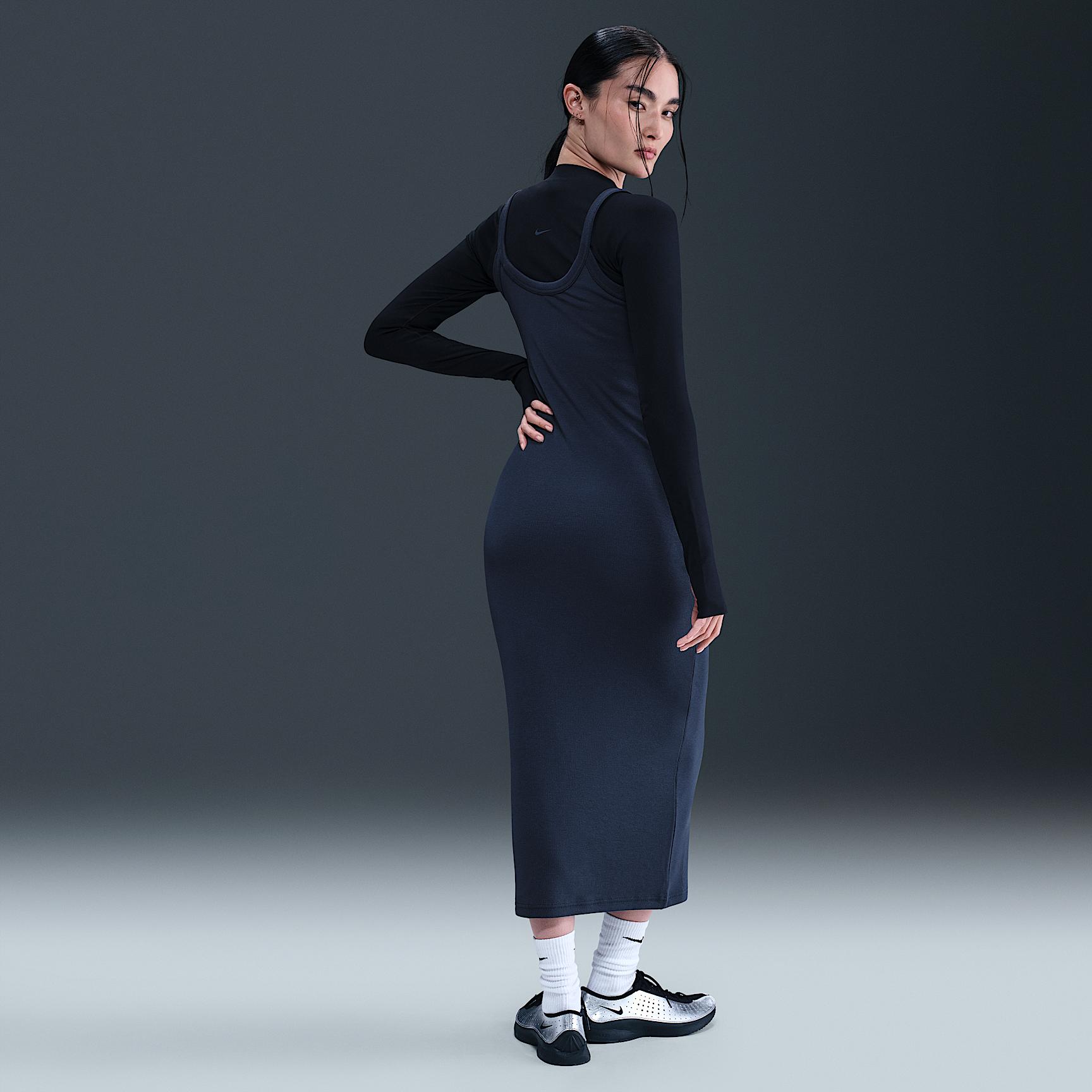 Womens Nike Sportswear Chill Knit Tight Mini-Rib Tank Top Dress | HJ0710-410 Product Image