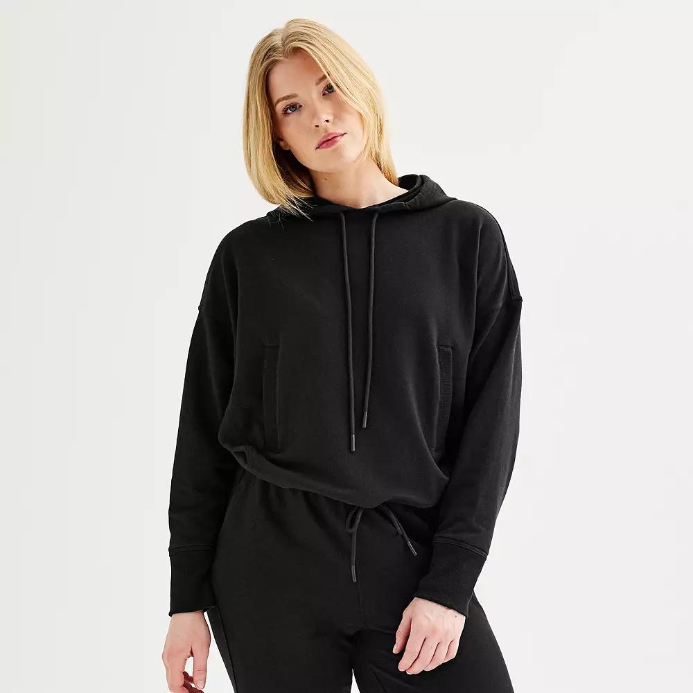 Women's FLX Embrace Cropped Hoodie, Size: Small, Mineral Black Product Image