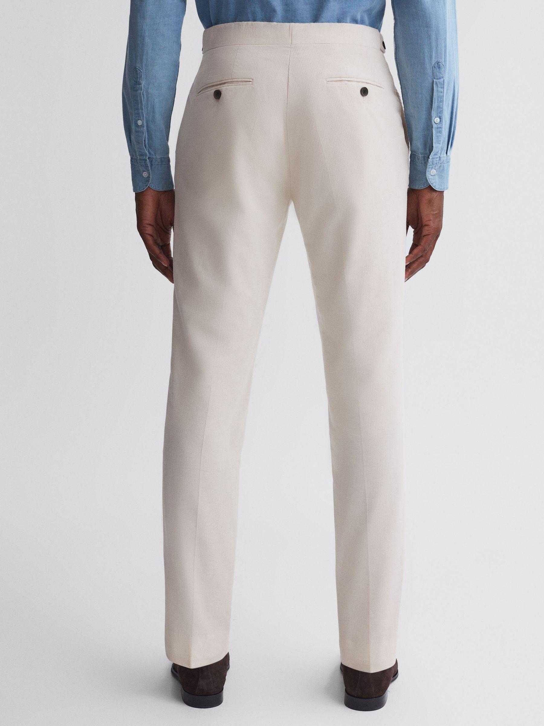 Slim Fit Corduroy Trousers in Ecru Product Image
