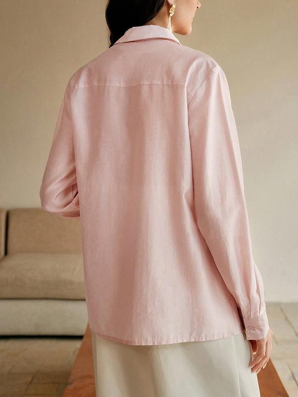 Long Sleeves Applique Split-Joint Lapel Blouses&Shirts Tops Product Image