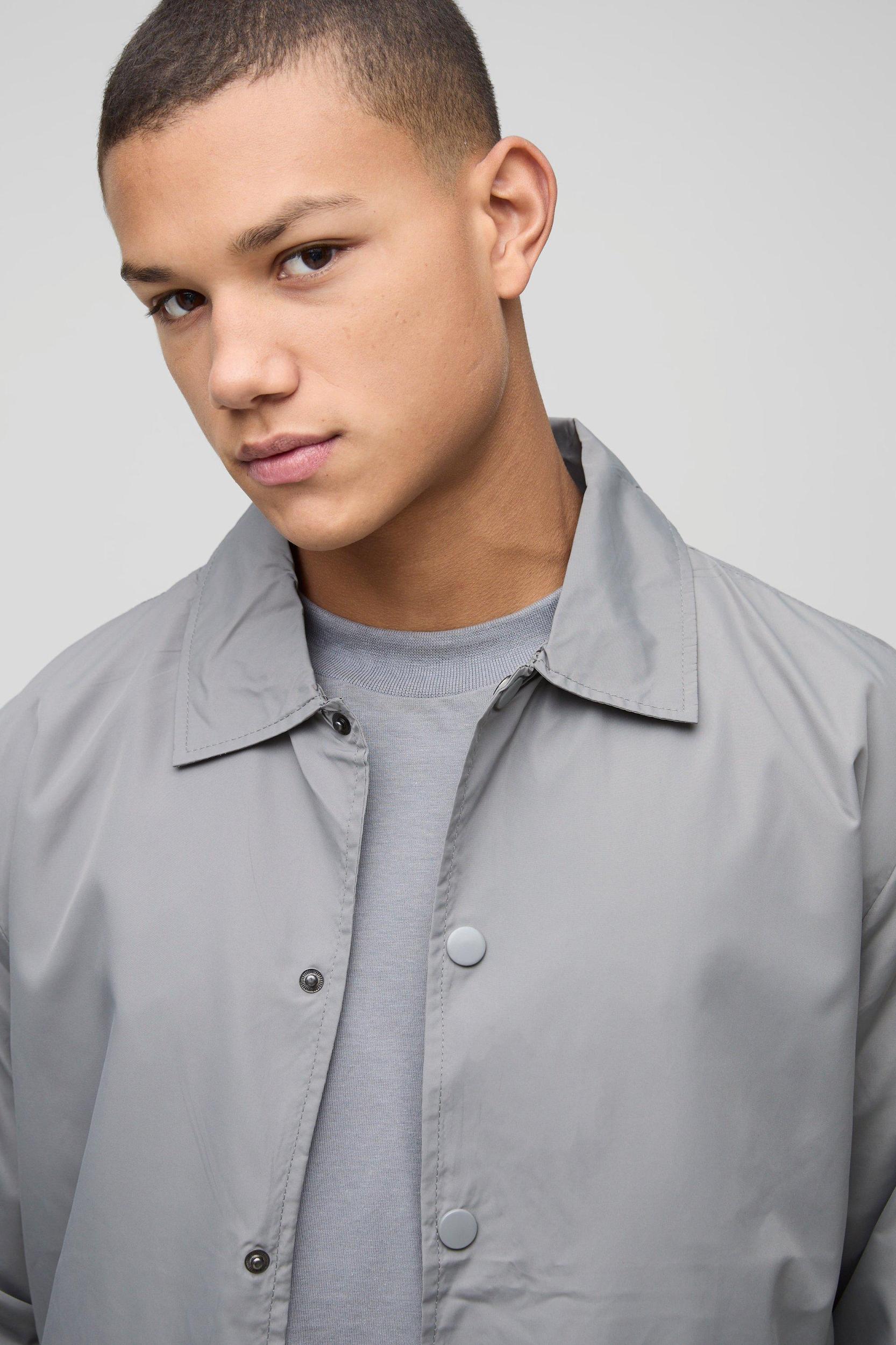 Regular Fit Collared Coach Jacket | boohooMAN USA Product Image