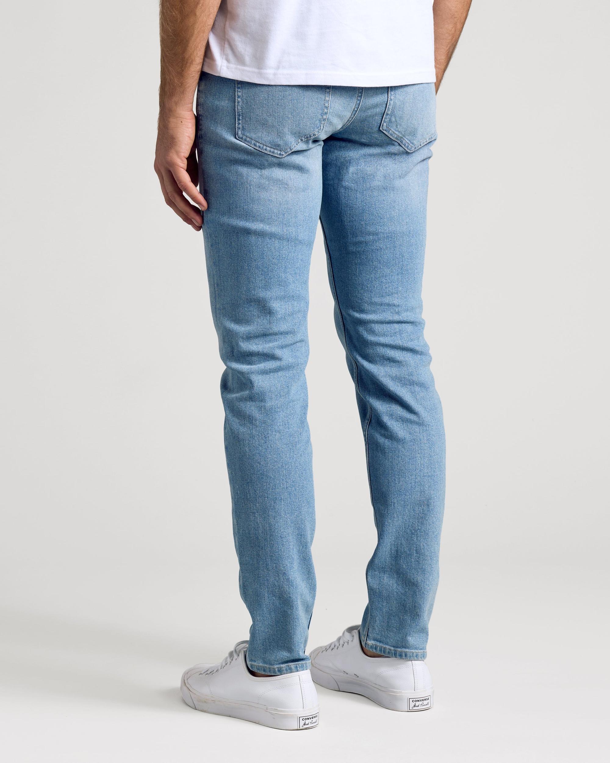 Light Indigo Wash Slim Authentic Denim Jeans Product Image