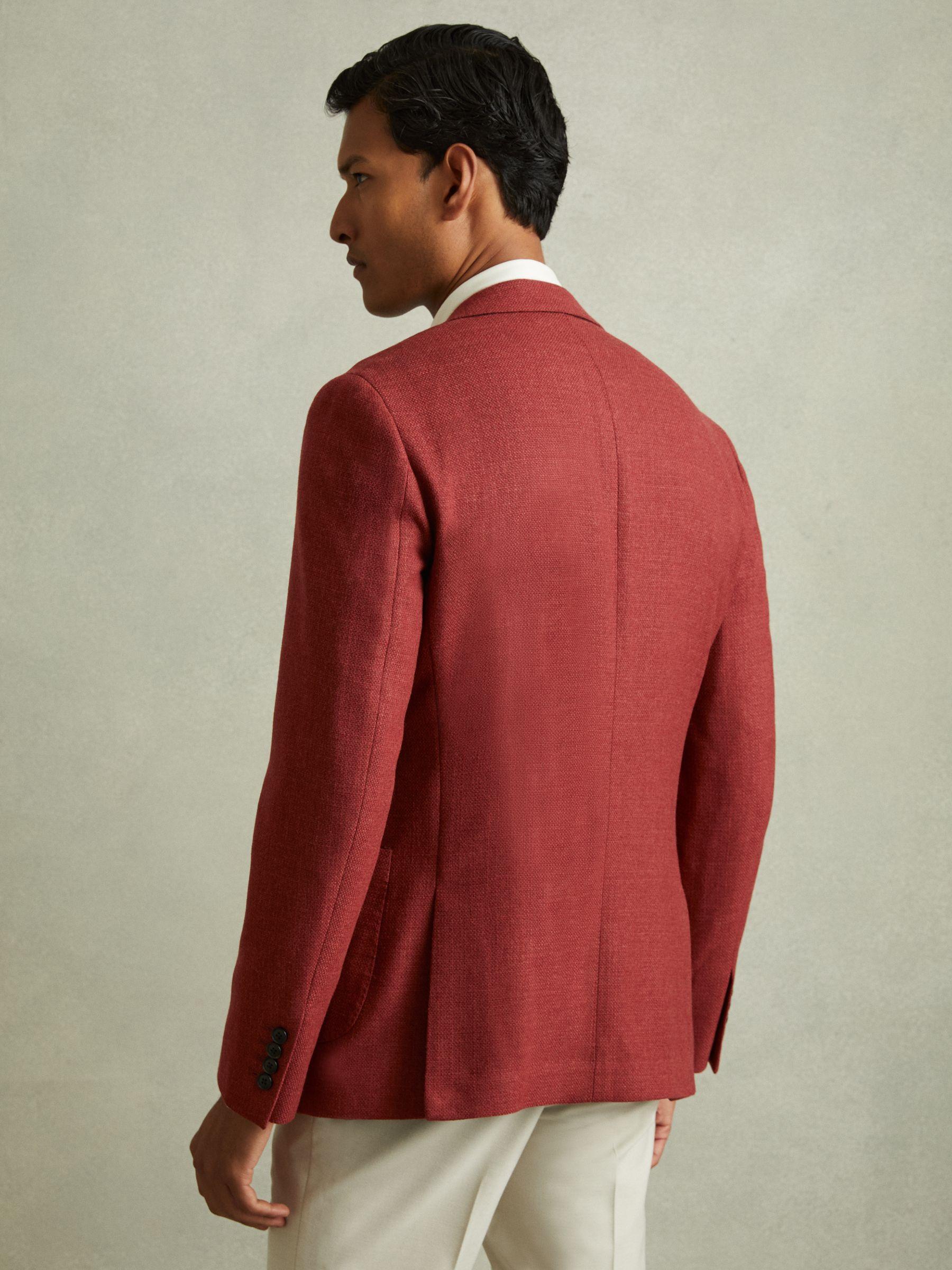 Single-Breasted Wool Blend Blazer Slim Fit in Rust Red Product Image