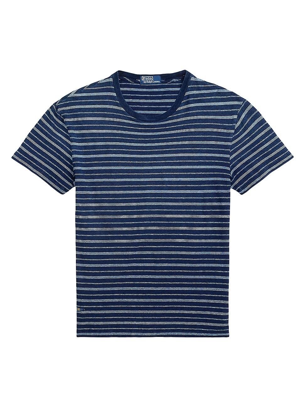 Mens Striped Cotton & Linen T-Shirt Product Image