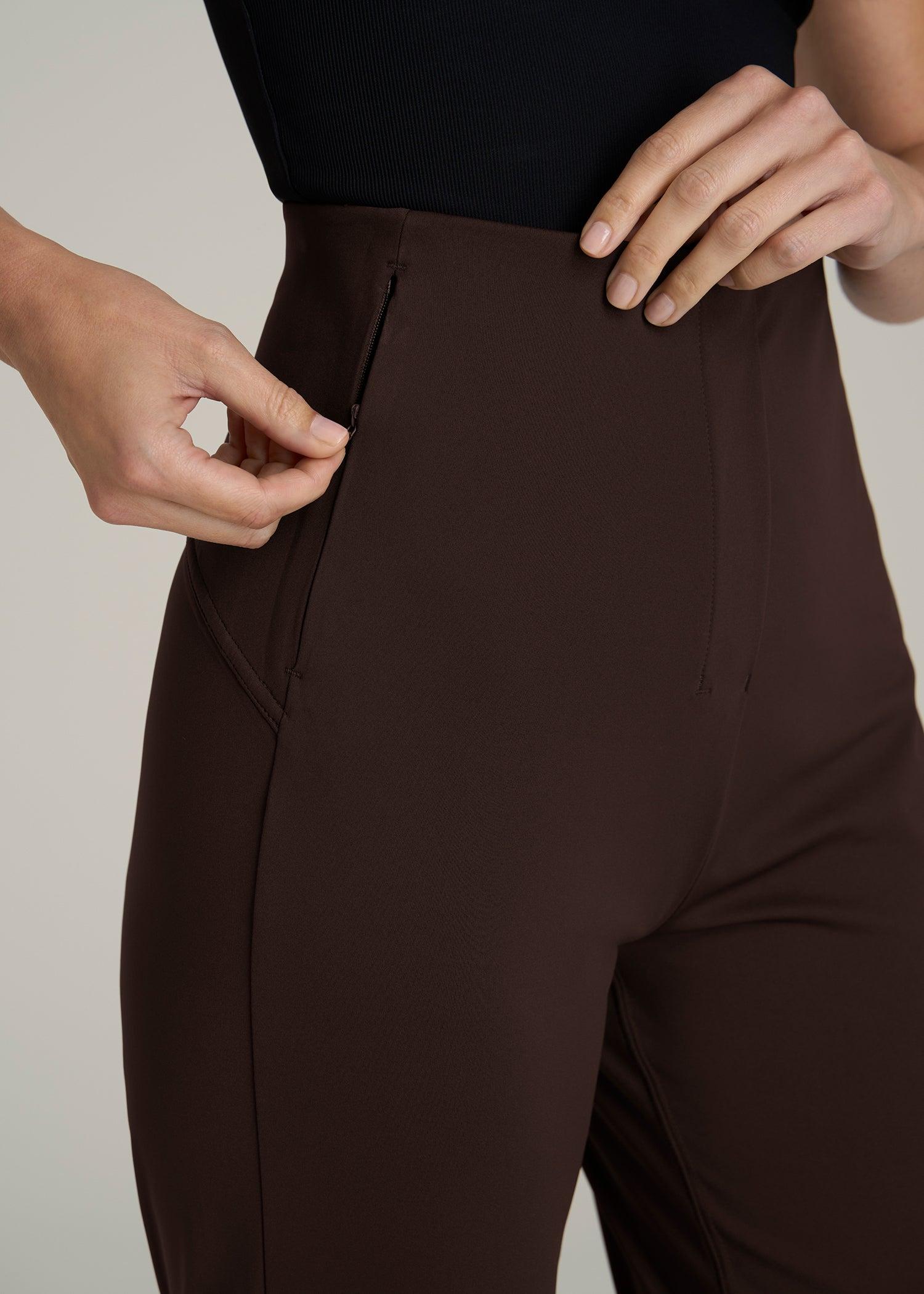 High Rise Pull On Mini Flare Pant for Tall Women in Espresso Female Product Image