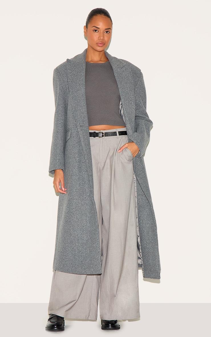 Charcoal Fine Knit  Racer Neck Top Product Image