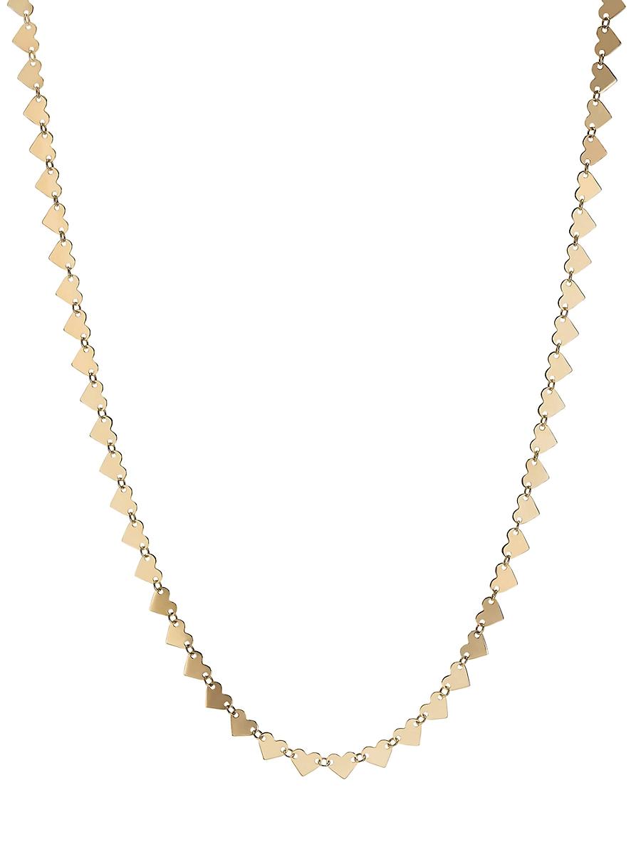 Womens Heart 14K Yellow Gold Disc Chain Necklace Product Image