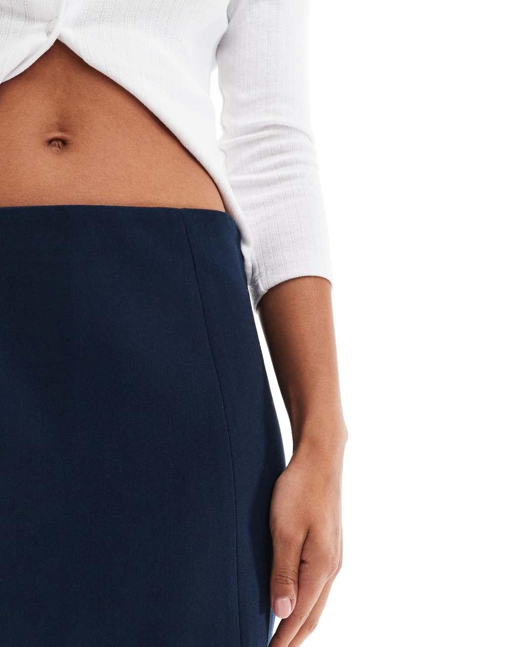 Object tailored mini skirt with notch front in navy Product Image