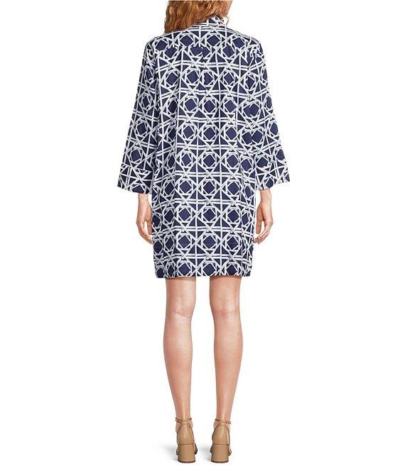 Jude Connally Helen Bamboo Rattan Print Stand Collar Long Sleeve Dress Product Image