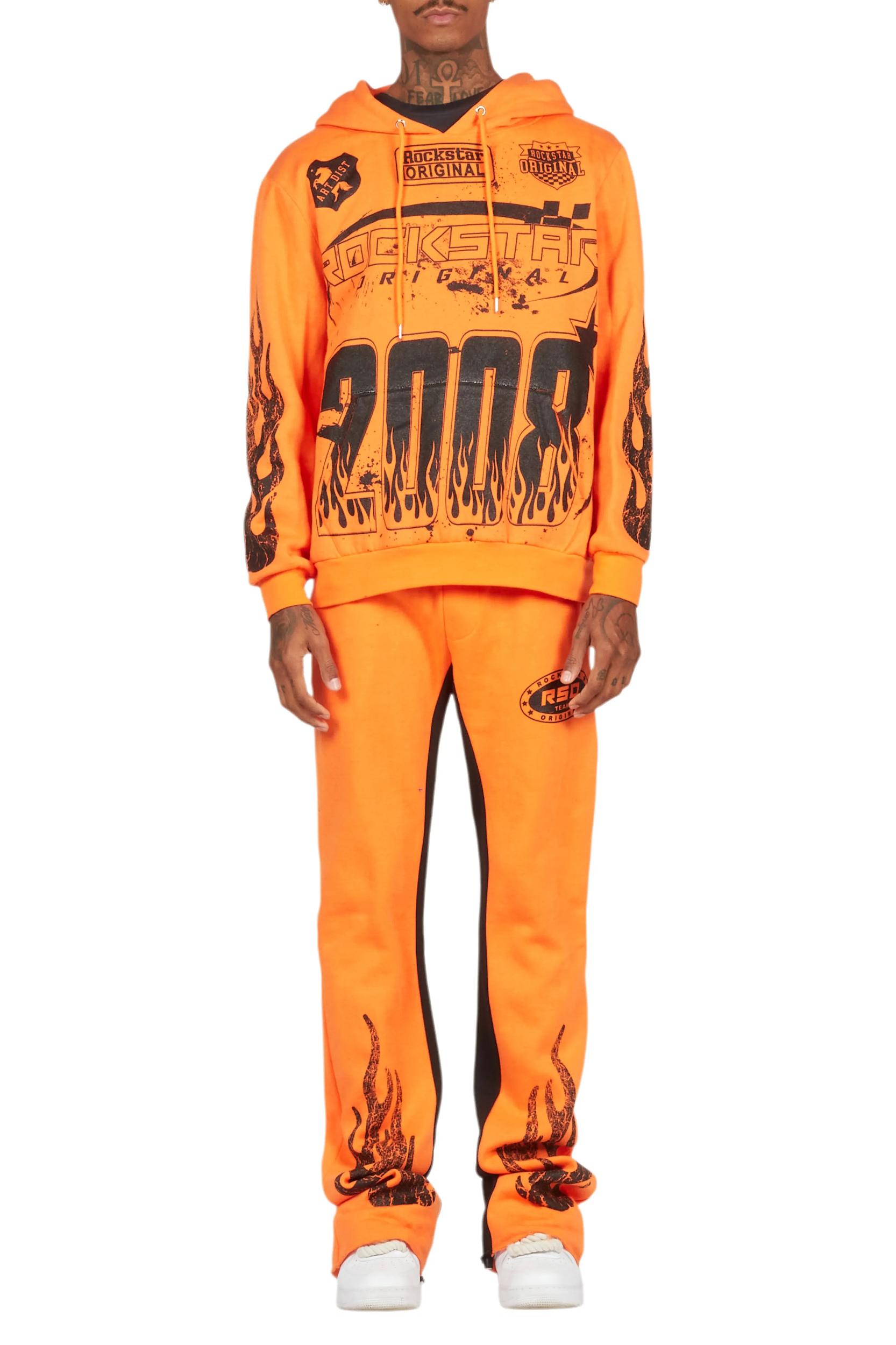 Amos Orange Hoodie/Baggy Track Pant Set Male Product Image