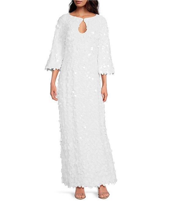 Trina Turk Singles Sequin Keyhole Neck Bracelet Sleeve Maxi Dress Product Image