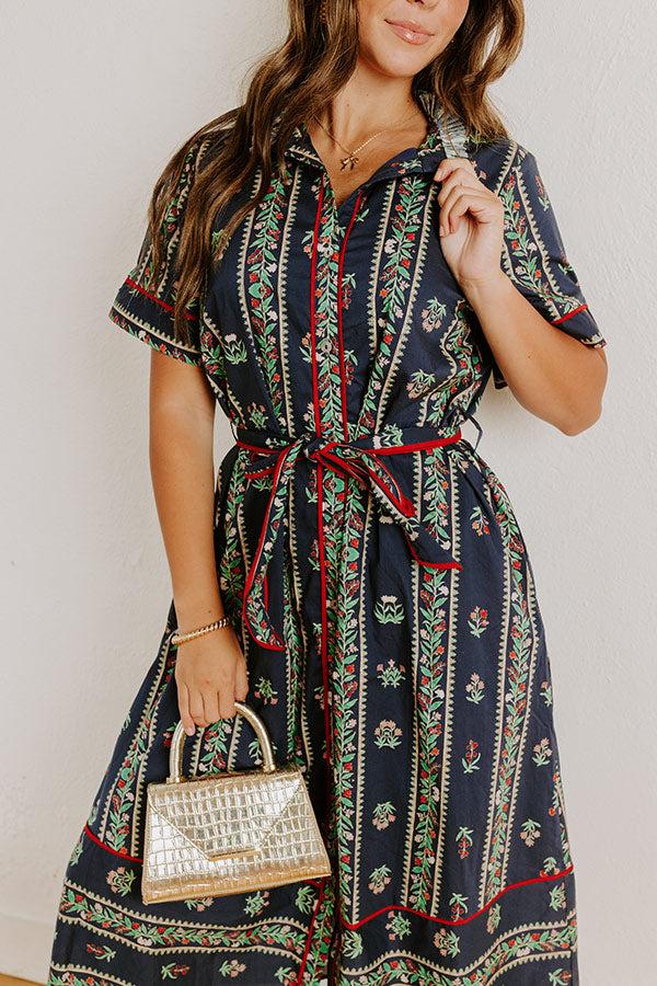 Rosewood Fields Floral Midi Dress in Navy Product Image