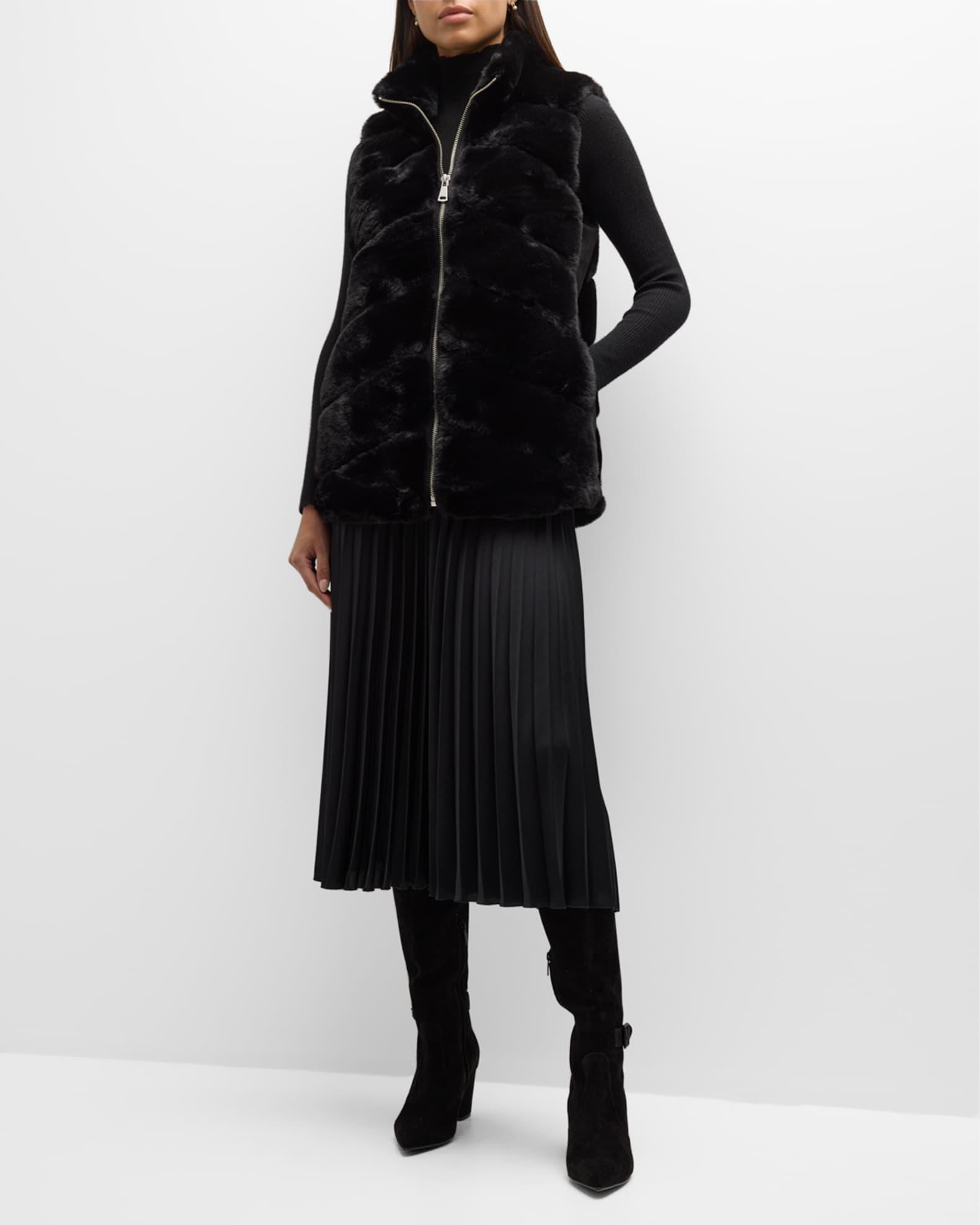 Chevron Faux Mink Fur Vest  Product Image