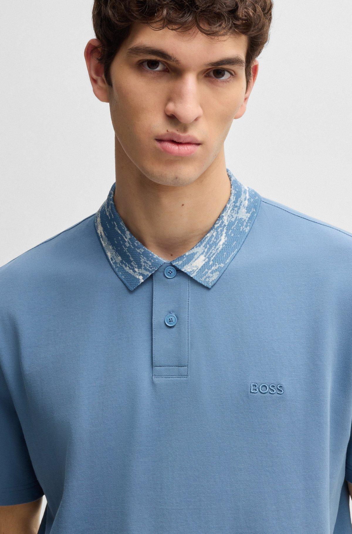 Relaxed-fit cotton-piqué polo shirt with collar artwork Product Image
