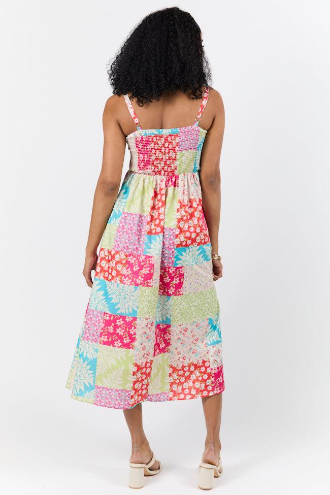 Pieces That Complete Me Multi Patchwork Babydoll Midi Dress FINAL SALE Product Image