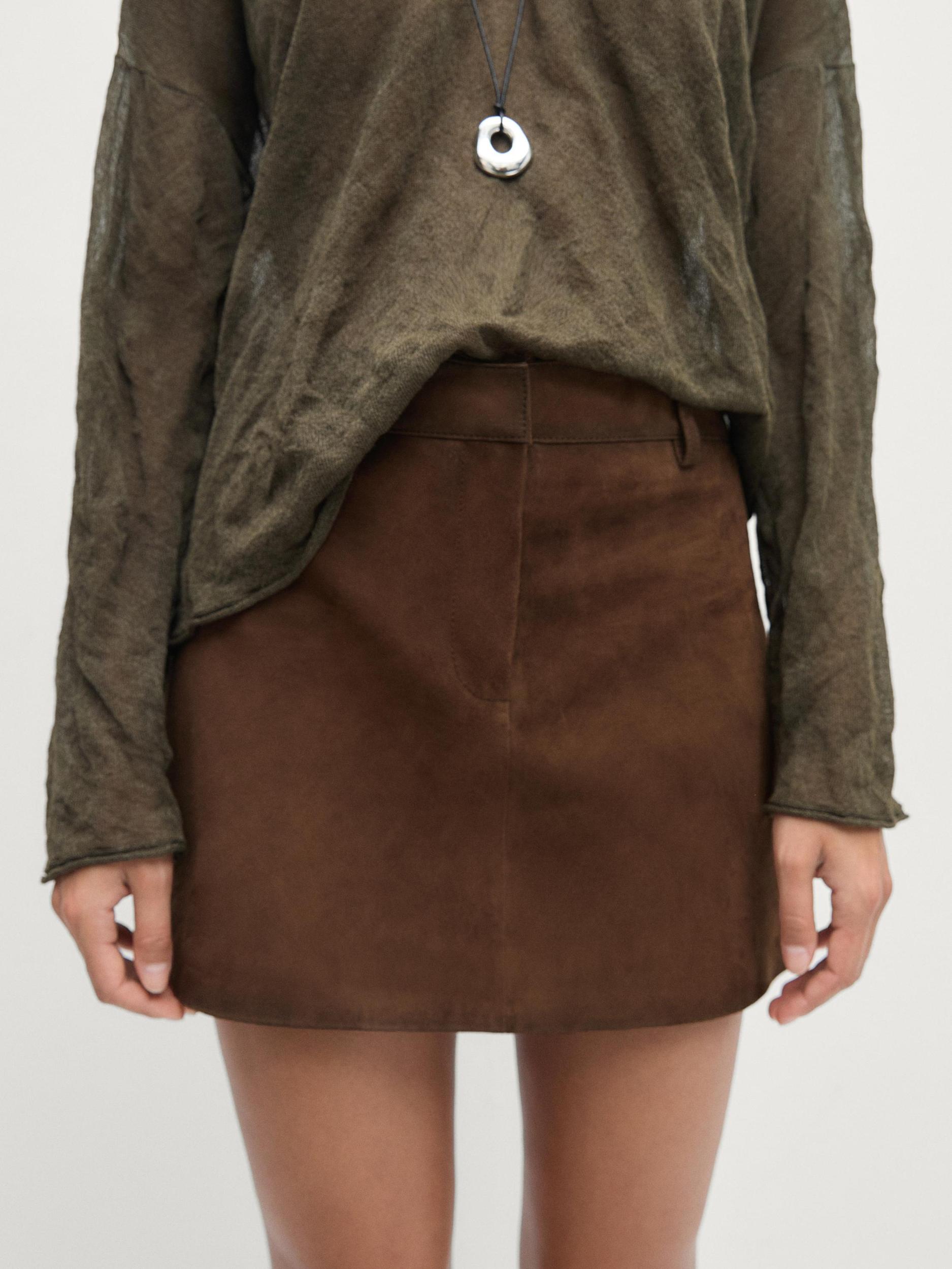 Suede leather mini skirt Product Image