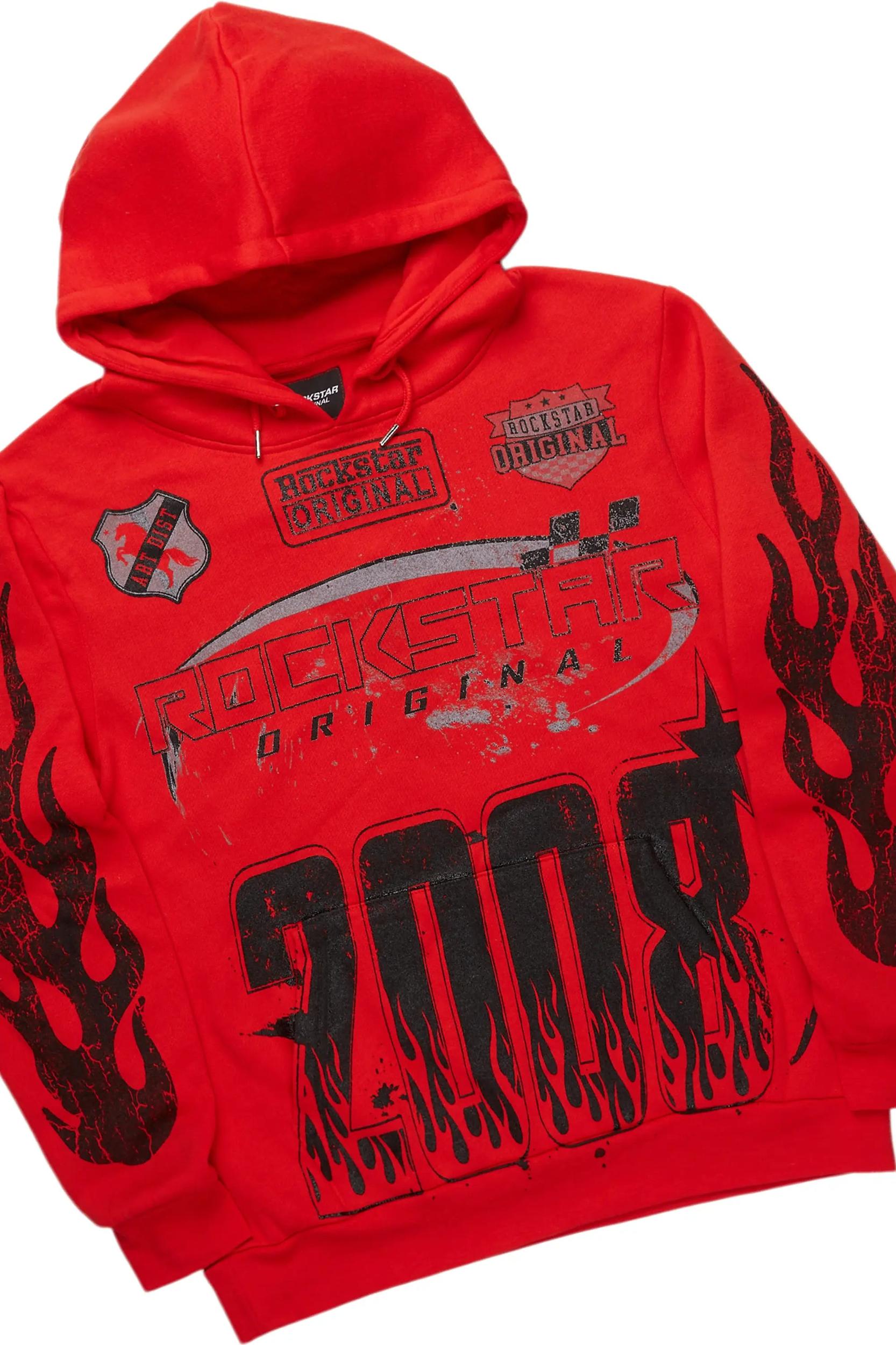 Amos Red Hoodie/Stacked Flare Track Set Male Product Image