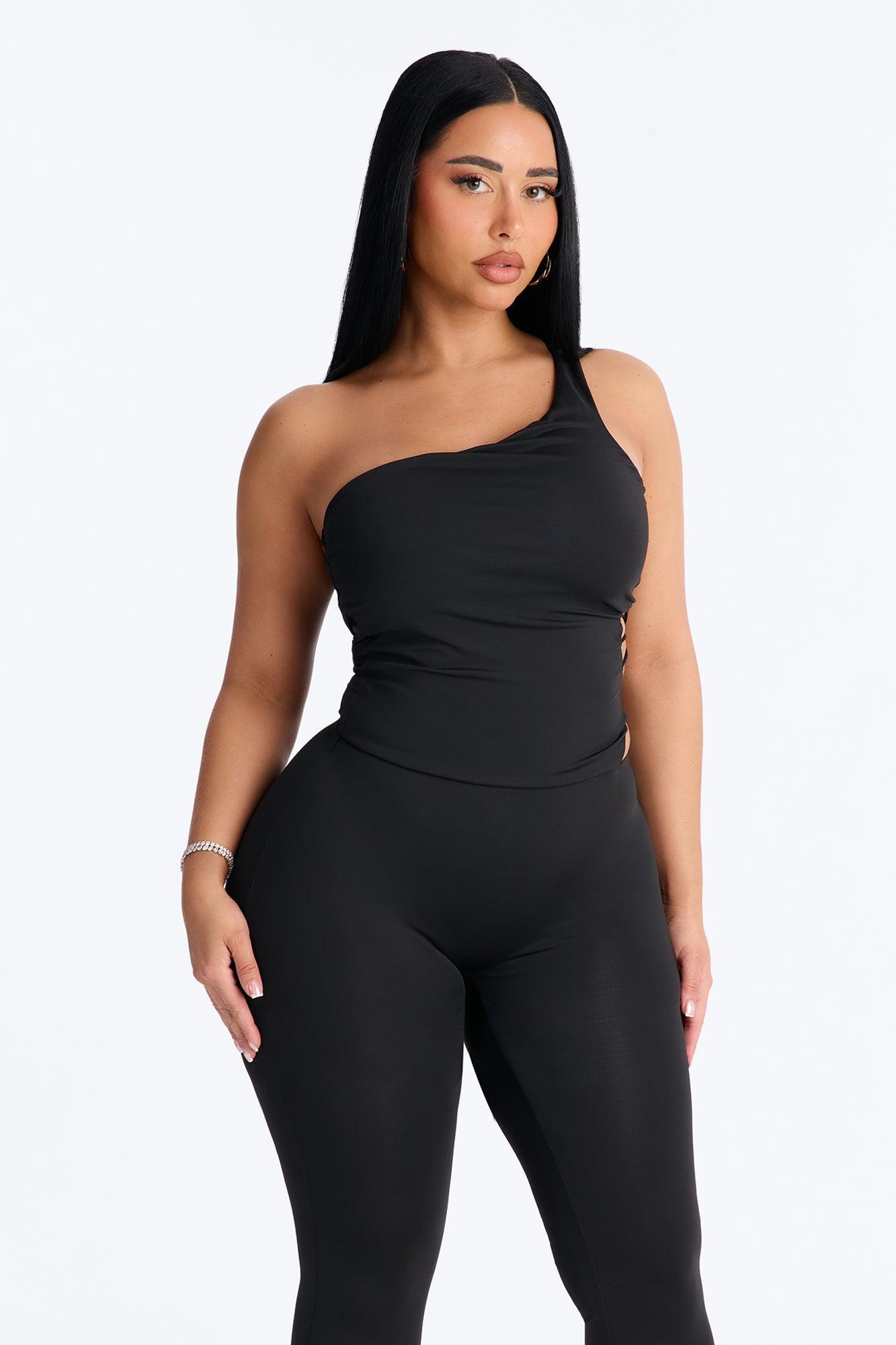 Reena Lace Up Capri Catsuit - Black Female Product Image