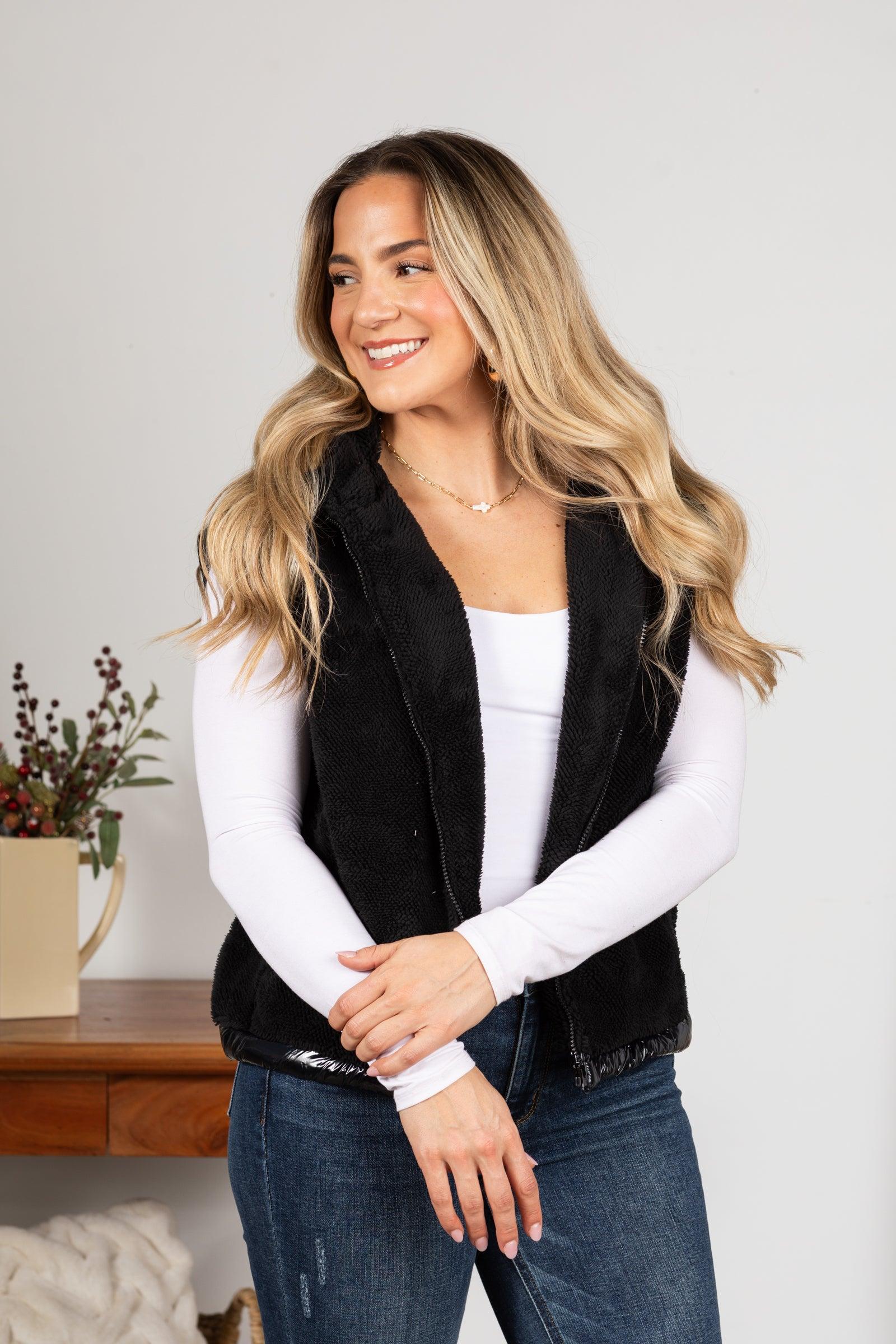 Plush Faux Fur Zip Up Vest Product Image