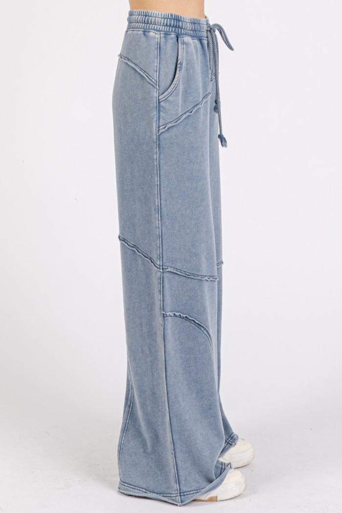 Mineral Washed Wide Leg Pants Product Image