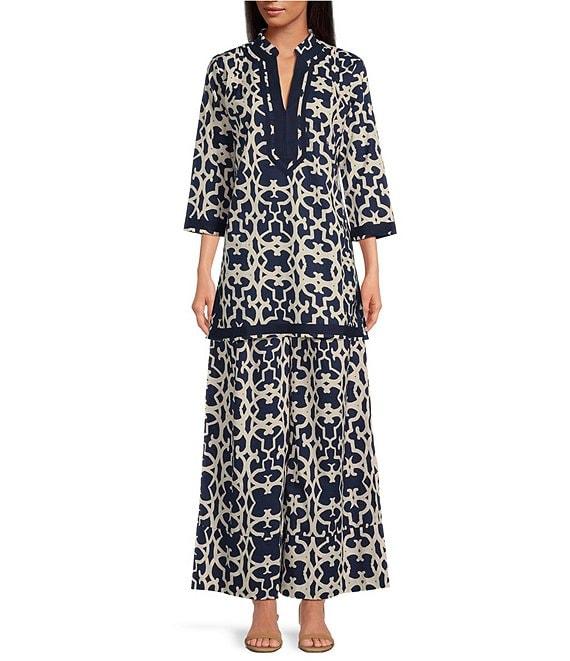 Ro's Garden Nico Printed Woven Tie Waist Wide Leg Pants Product Image