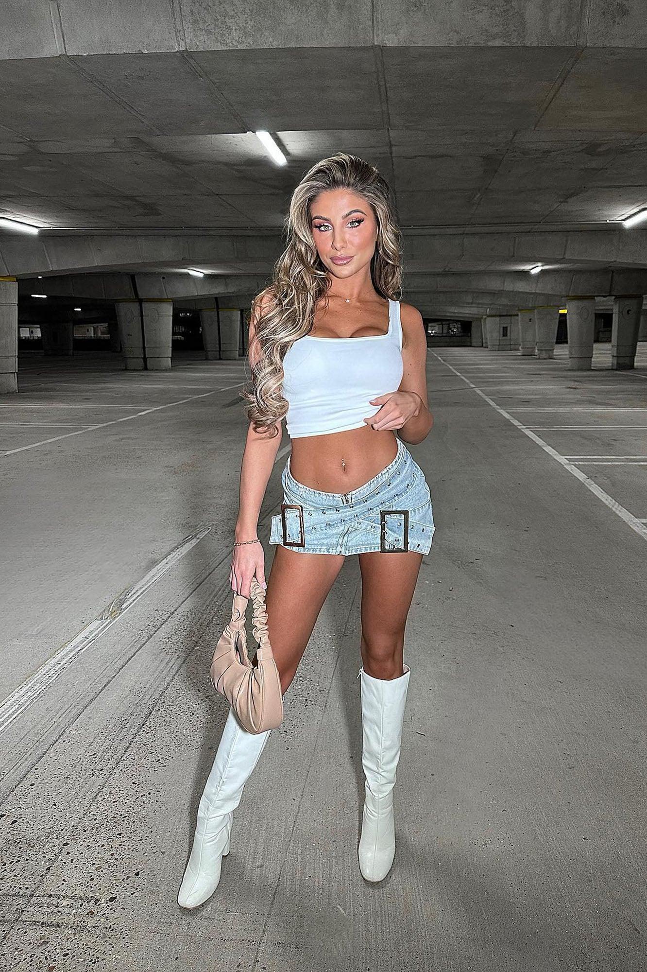 Next Rated Denim Micro Mini Skirt - Light Wash Product Image