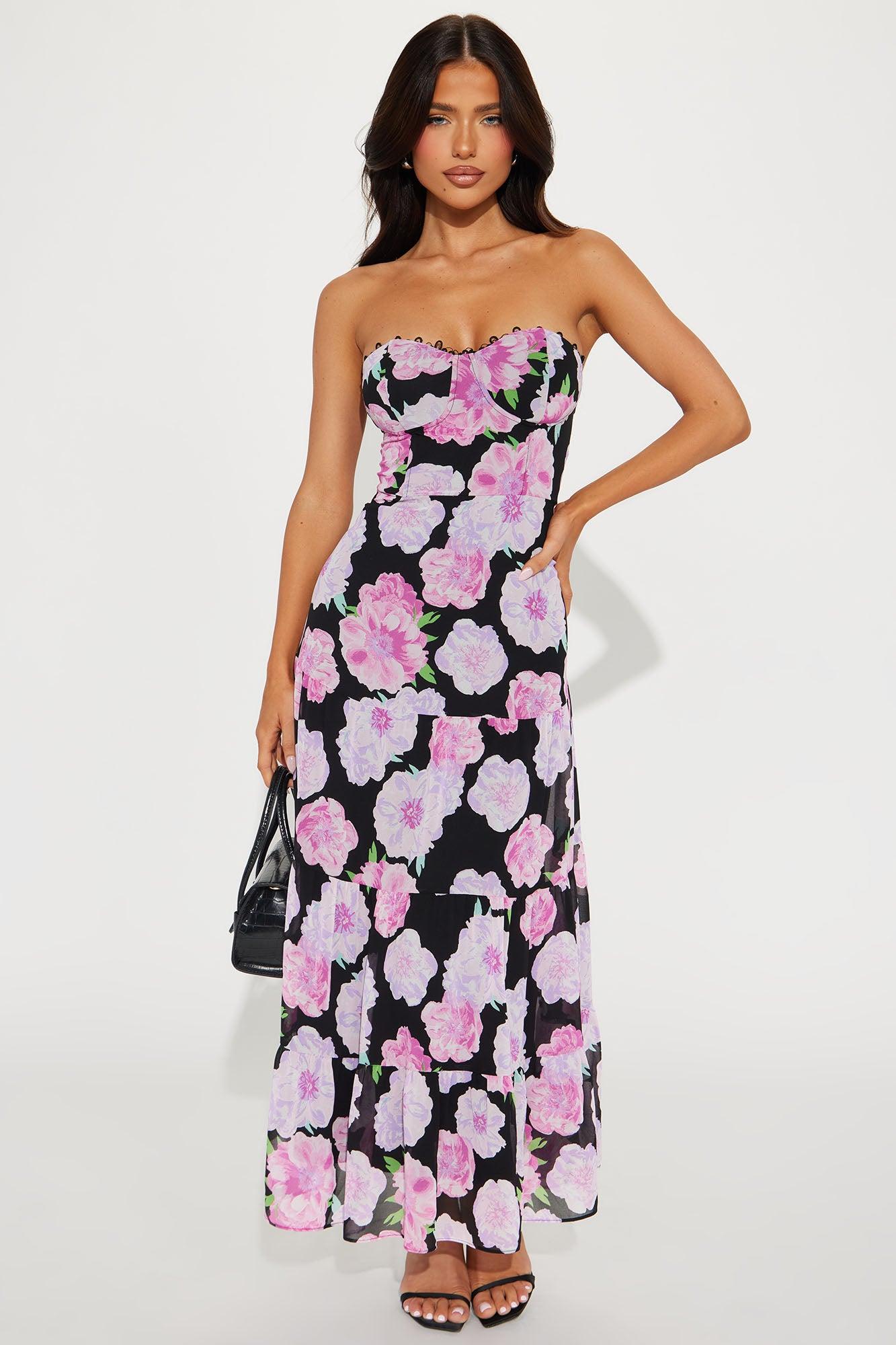 Like A Rose Chiffon Maxi Dress - Pink/combo Product Image