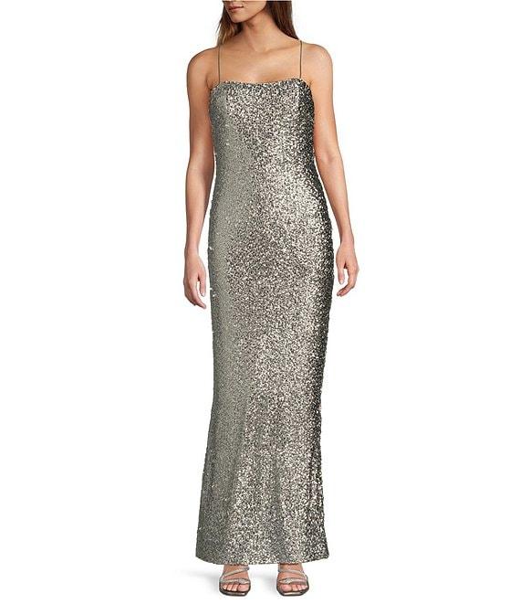 Antonio Melani Reese Sequin Square Neck Sleveless Maxi A-Line Dress Product Image