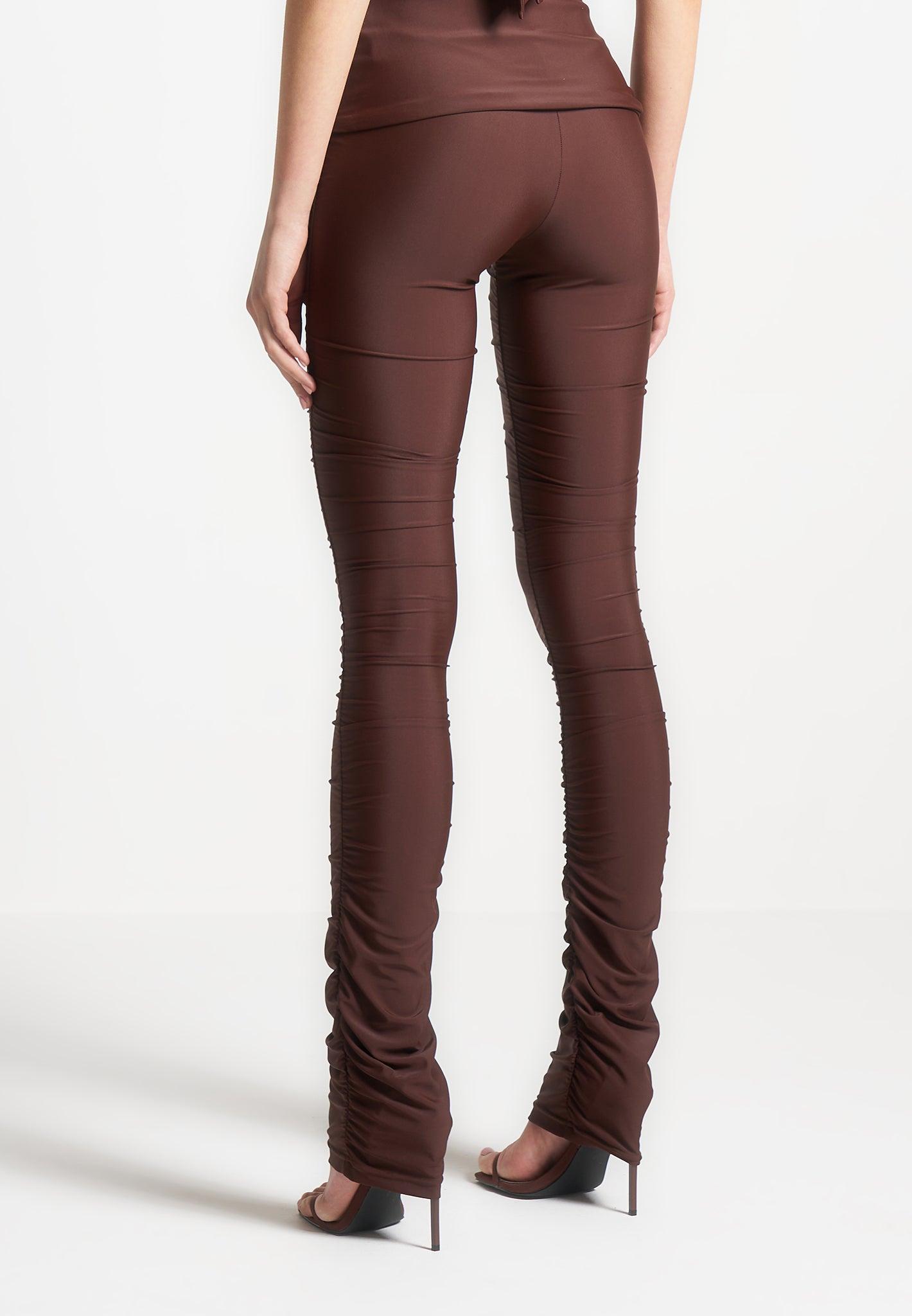 Ruched Fit and Flare Leggings - Brown Female Product Image