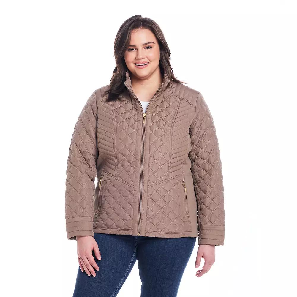 Plus Size Weathercast Quilted Jacket with Side Stretch, Women's, Size: 2XL, Shiitake Product Image