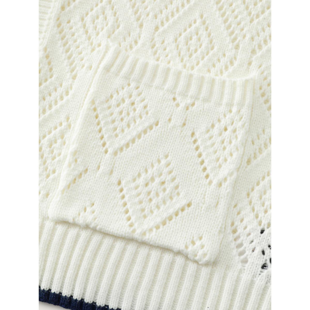 Plus Size Textured Cut-Out Tie-Front Knit Cardigan Ivory Women Leisure Loose Long Sleeve Casual Cardigans BloomChic 14-16/1X Product Image